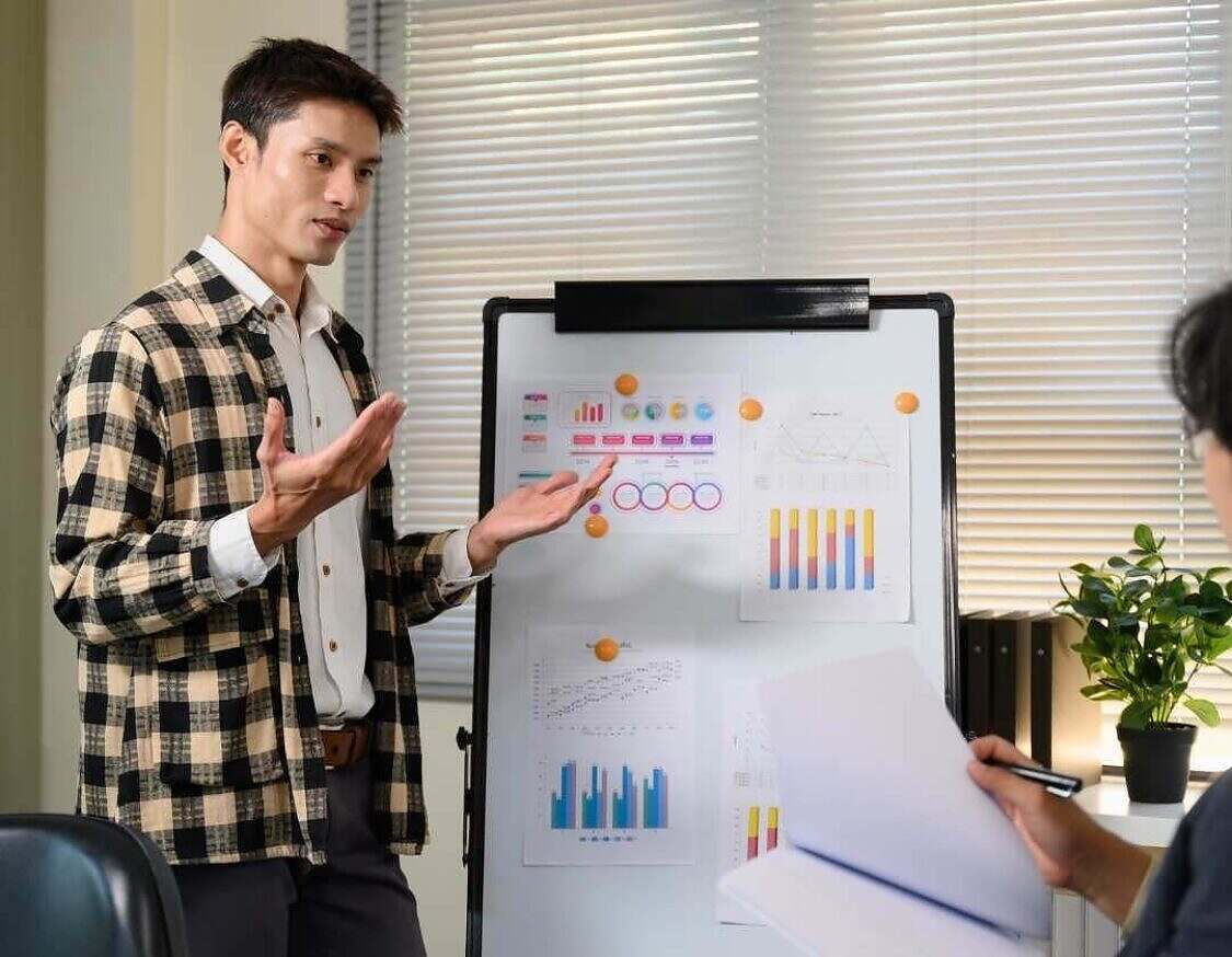 A man presenting a work A man presenting a work